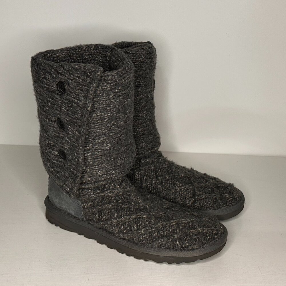 Ugg (3066) Lattice Cardy Gray Knit Boots Women Size 6